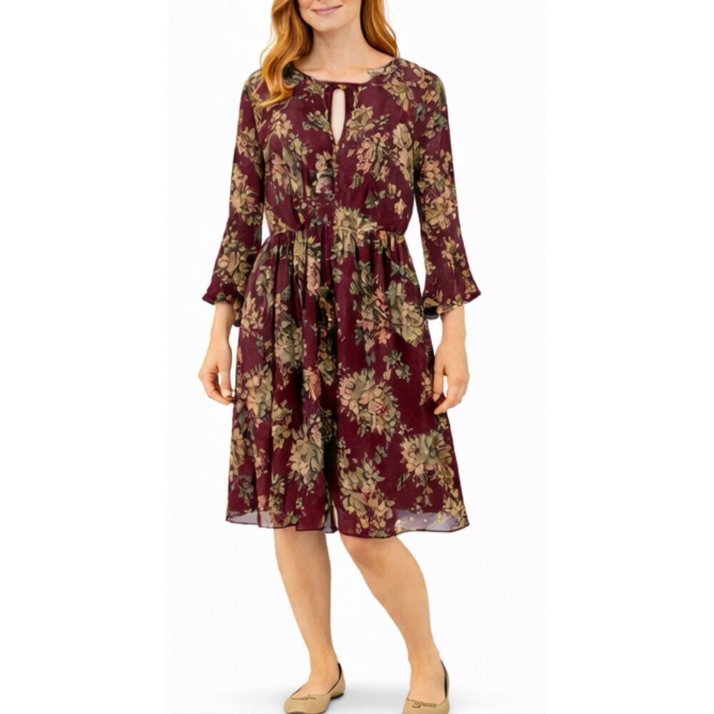 Speechless ruffle sleeve cutout neckline floral dress M